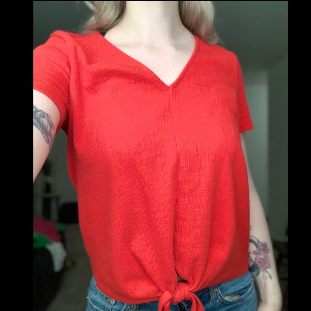J.Crew red tie-front top
